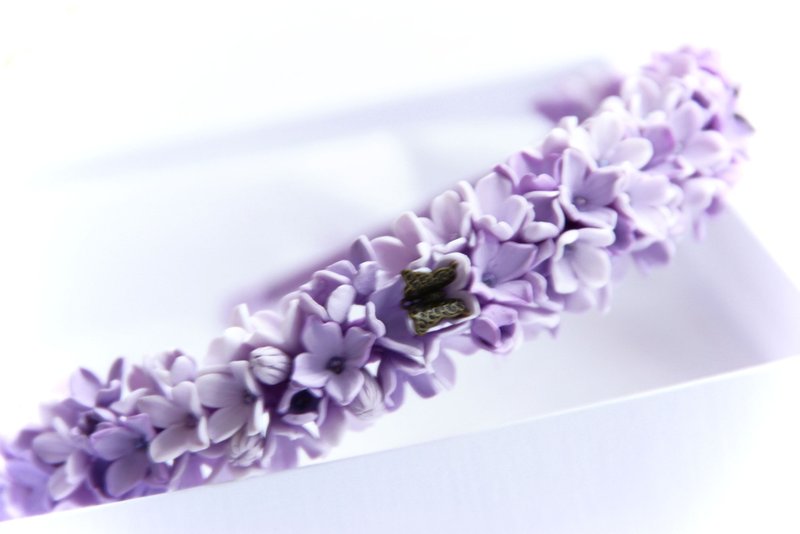 Lavender flower crown for girl Bridesmaid crown Bridal flower crown Handmade hea - 发饰 - 粘土 
