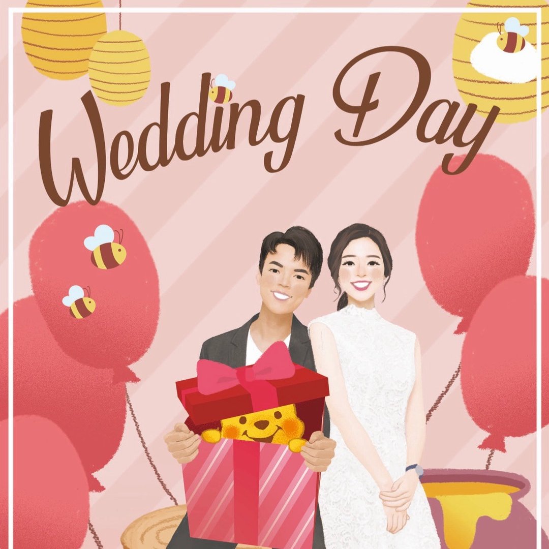 喜帖插画定制化人像 | 插画 | 婚礼结婚 | 纪念品 | 贺卡明信片 - 喜帖 - 纸 