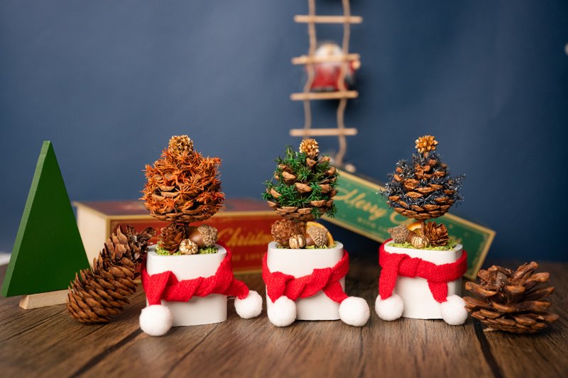 【圣诞装饰x交换礼物】 迷你松果圣诞树 - 干燥花/捧花 - 植物．花 咖啡色