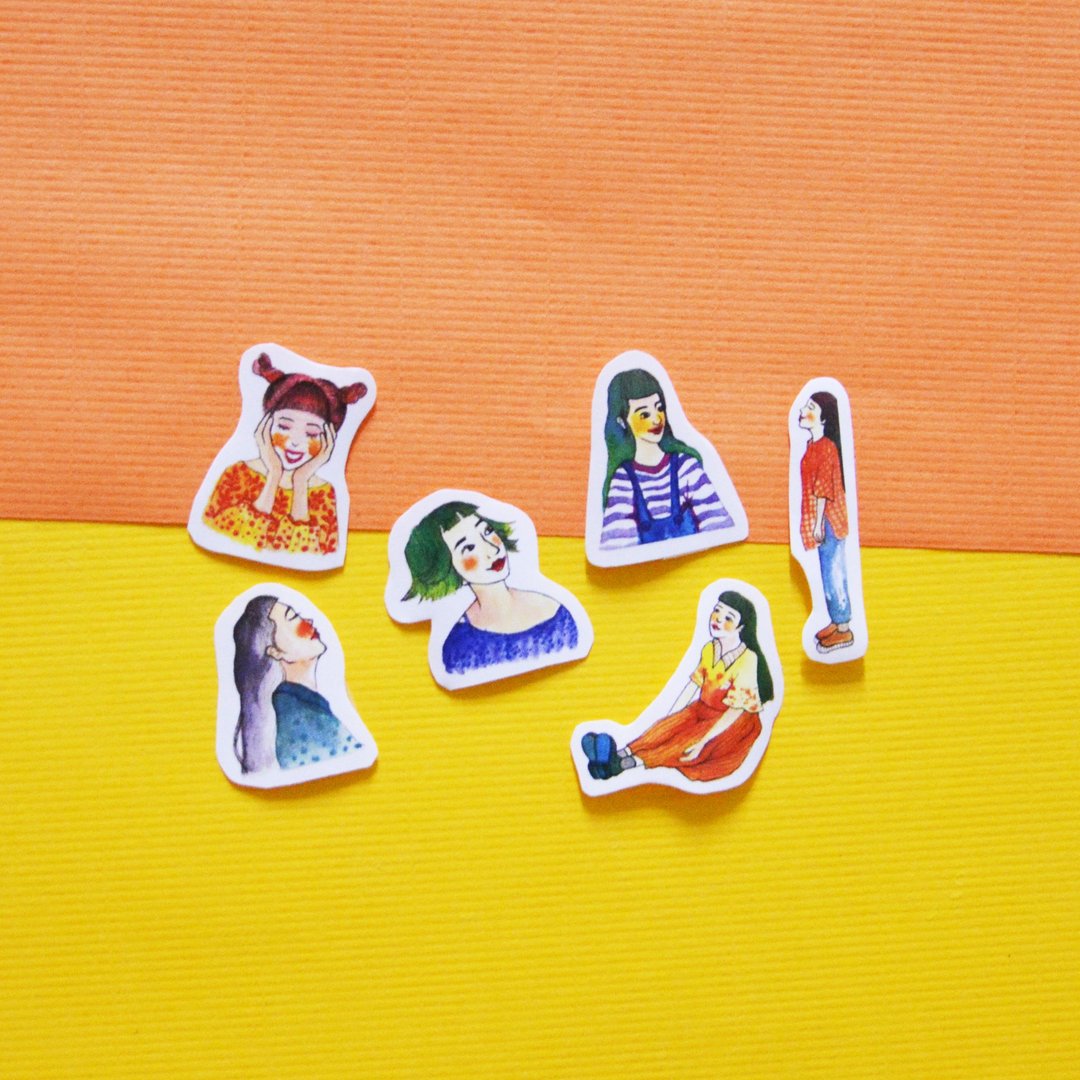 【女孩贴纸组】女孩贴纸/手帐好帮手 - 贴纸 - 纸 粉红色