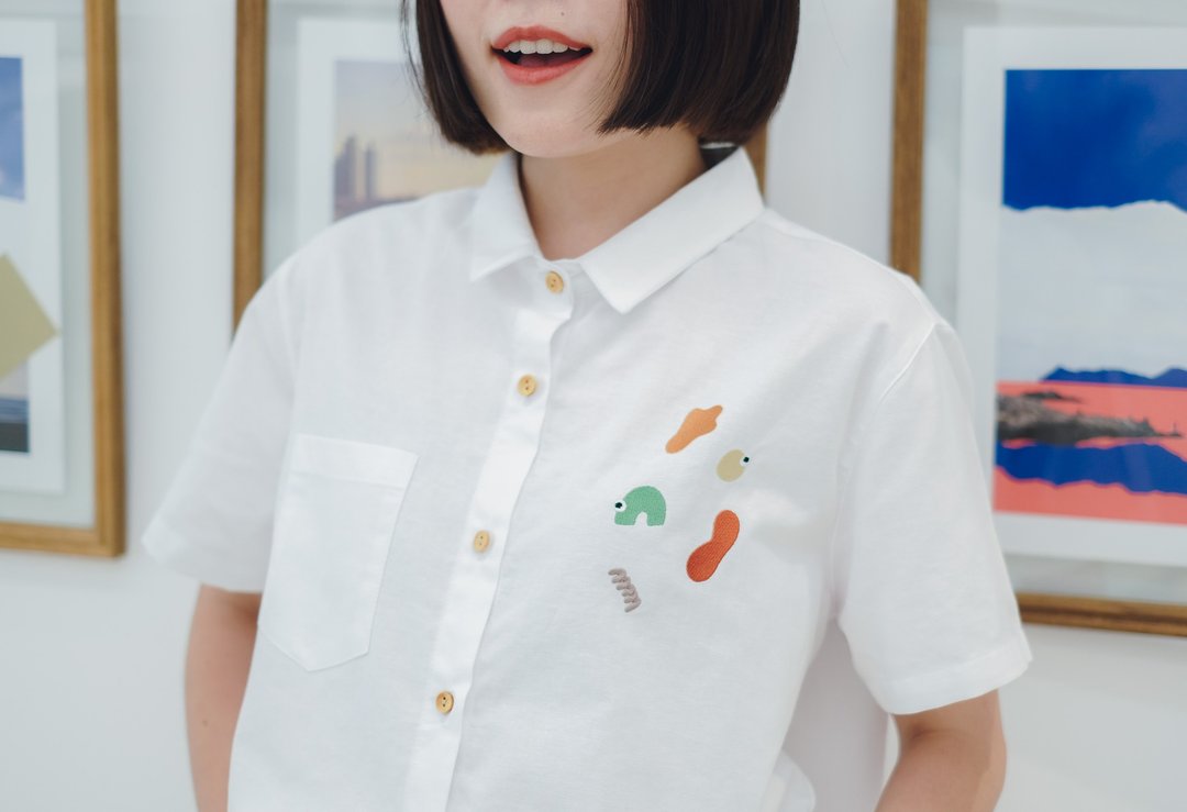 【圣诞礼盒】Basic基本款棉短袖衬衫 White 白色的 Cute Cute Ame - 女装衬衫 - 棉 白色