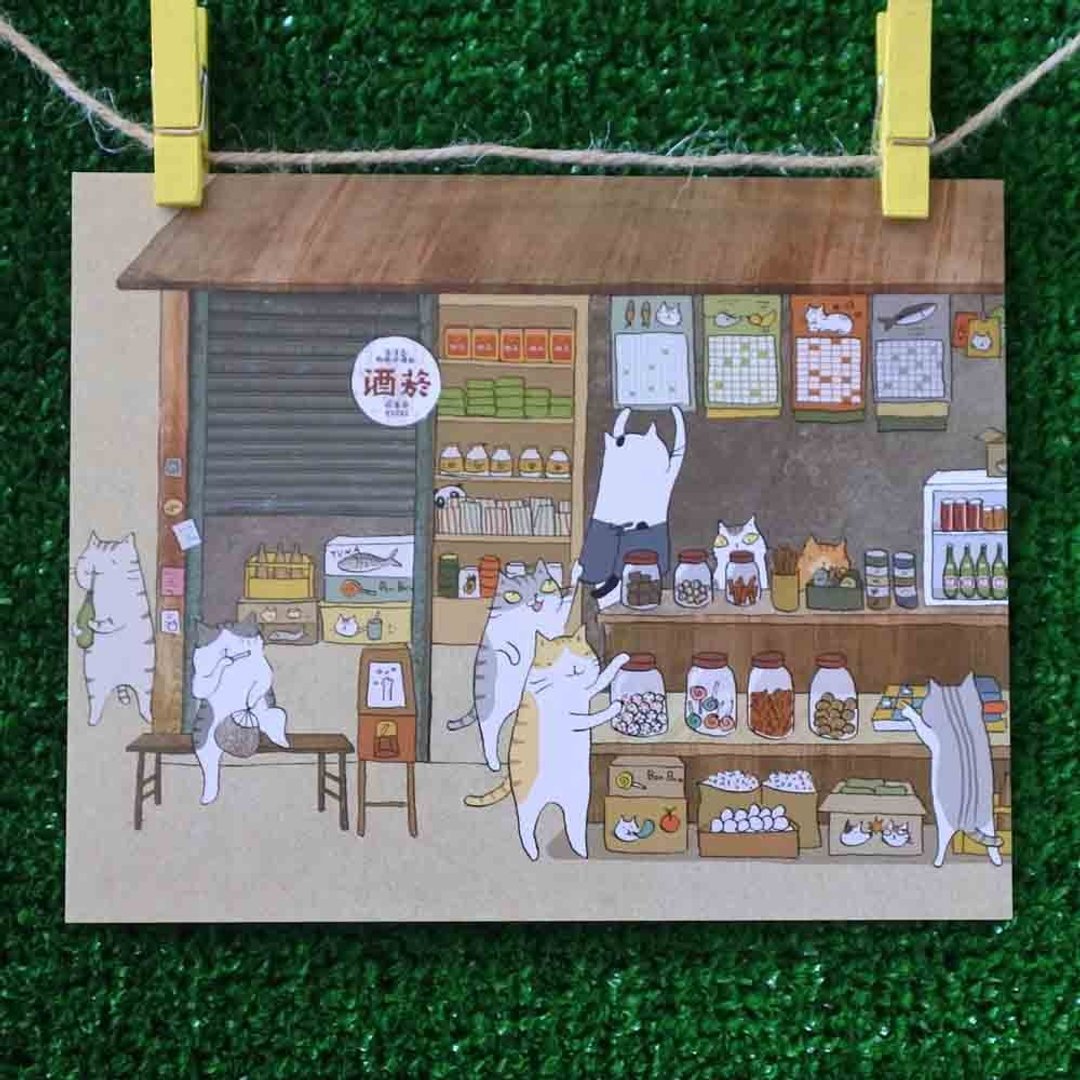 3猫小铺猫咪插画明信片(画家:猫小姐) – 柑仔店 - 卡片/明信片 - 纸 