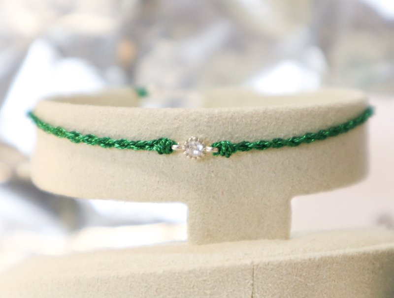 小蛋糕闪石 手工编织- 幸运手环Green (CODE. H9) - 手链/手环 - 纯银 绿色