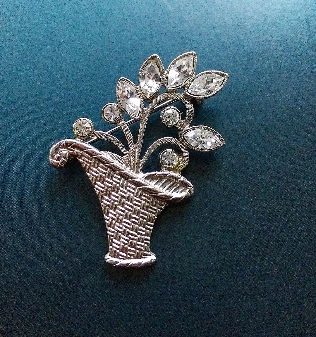 Vintage Jewelry 西洋古董饰品 1928 马眼钻 花盆 优雅 别针 - 徽章/别针 - 其他金属 金色