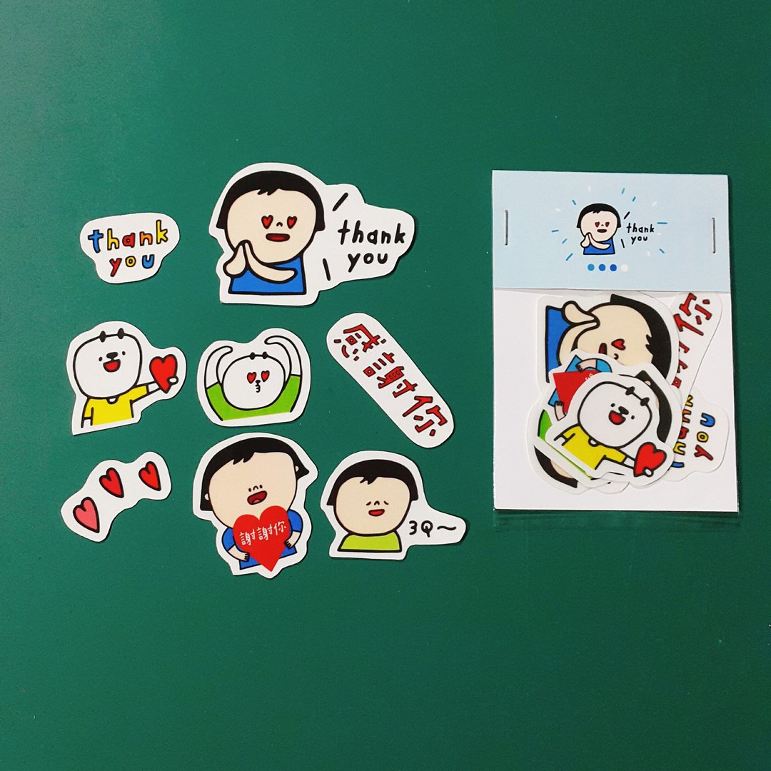 谢谢你 / 贴纸包 - 贴纸 - 纸 蓝色