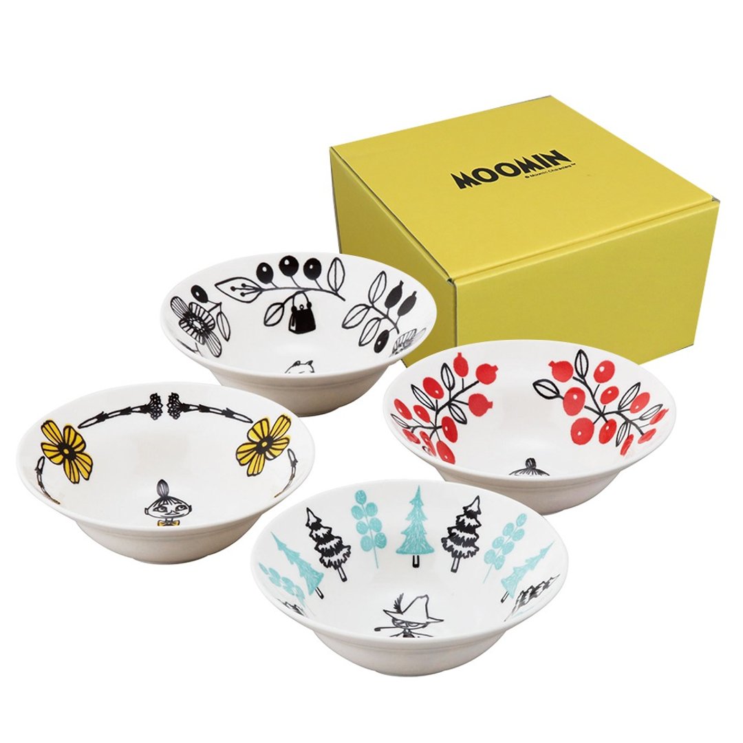 【日本山加yamaka】moomin噜噜米彩绘陶瓷碗礼盒4入组 MM1400-185 - 碗 - 瓷 白色