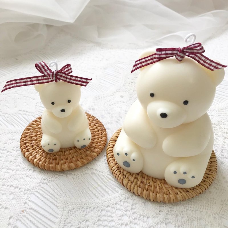 大熊小熊柱体蜡烛PILLAR CANDLE - 蜡烛/烛台 - 蜡 白色