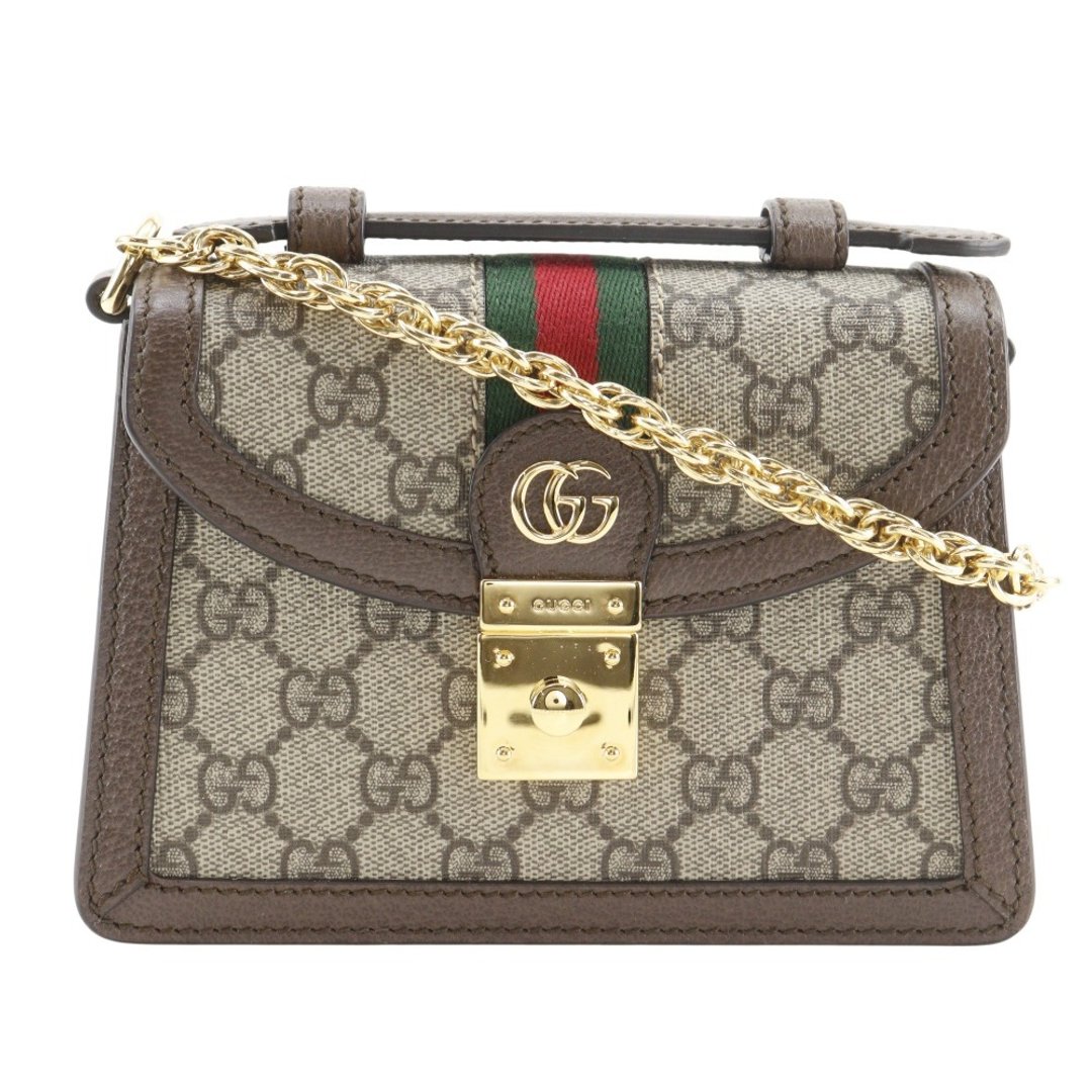 【日本直送】GUCCI Ophidia  ويب条纹迷你链带肩背包 696180 GG Supreme 帆布 棕色 女款【二手】 - 侧背包/斜挎包 - 其他人造纤维 咖啡色