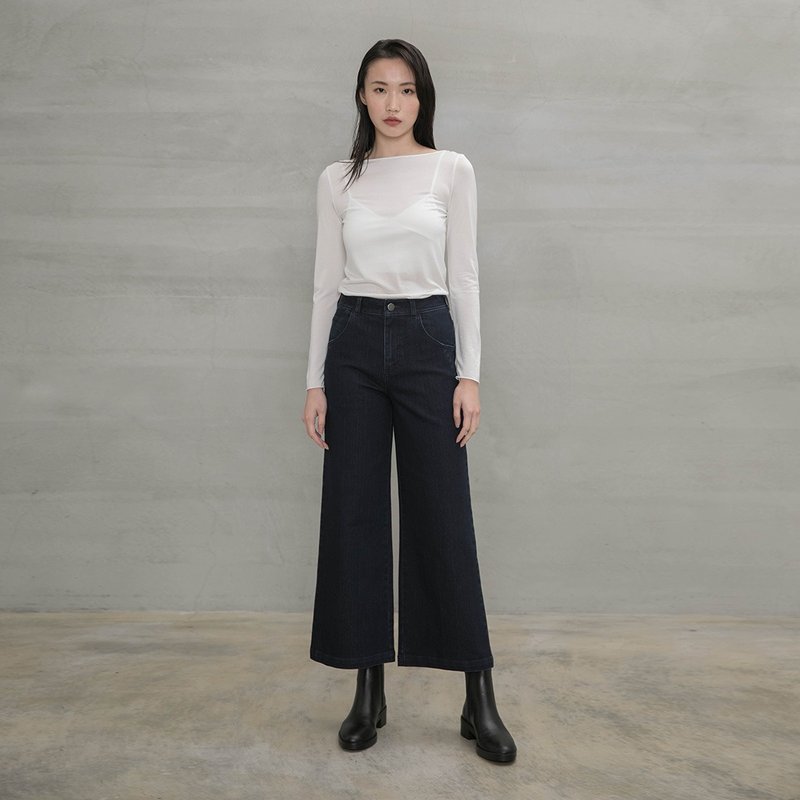 独立女绅牛仔宽裤 Indie Gentlewoman Denim Trousers - 女装长裤 - 棉 蓝色