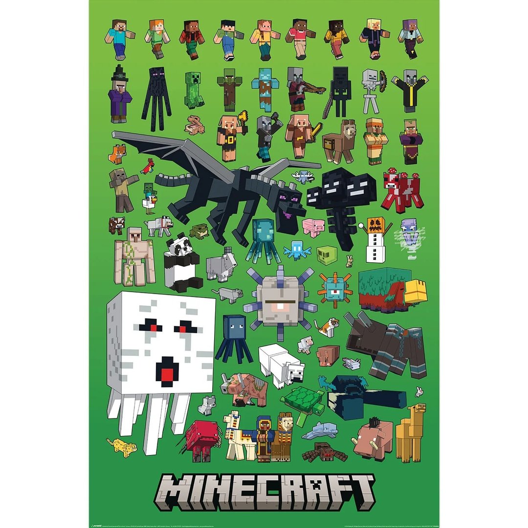 【Minecraft】麦块角色拼贴海报 - 海报/装饰画/版画 - 纸 绿色