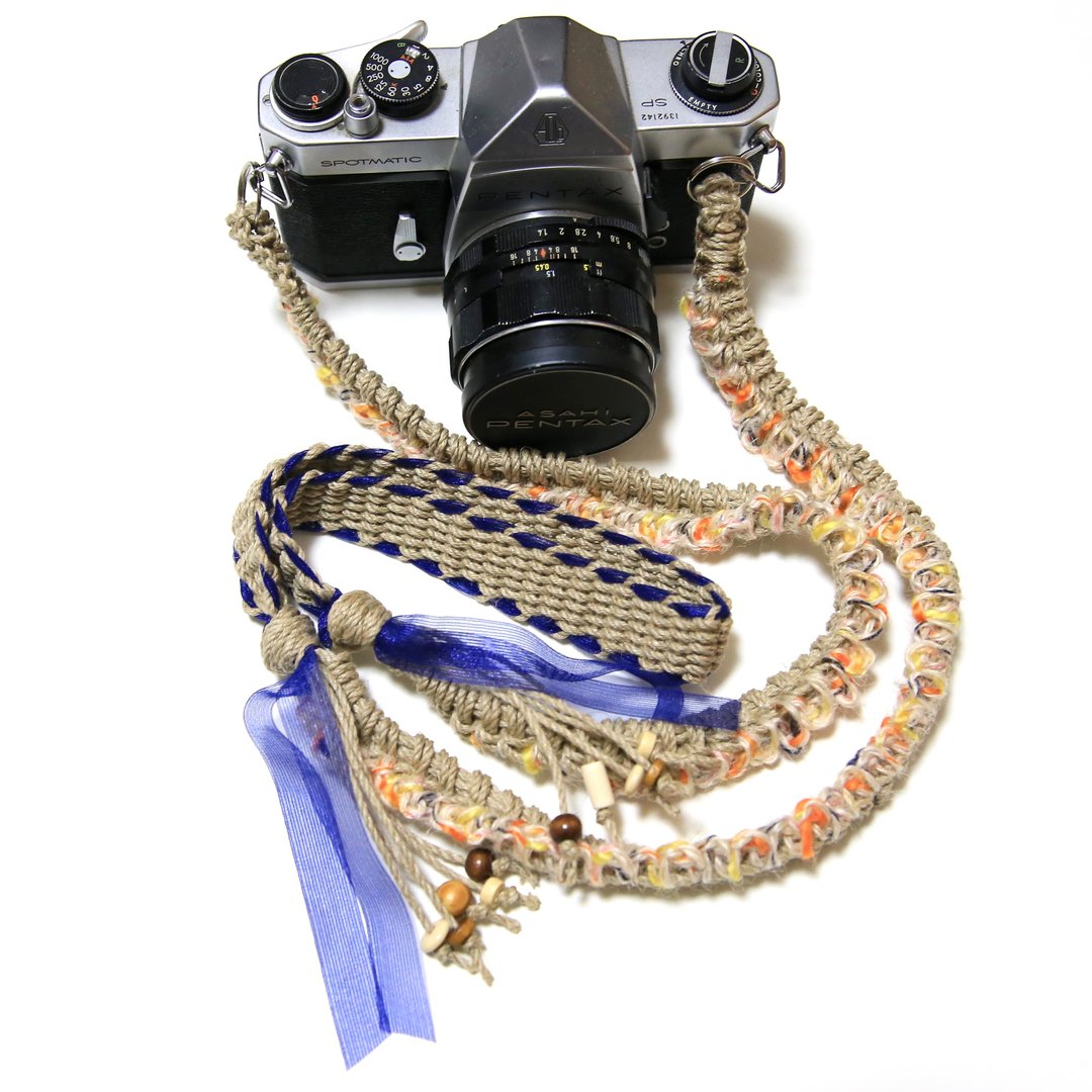 Navy ribbon hemp cord hemp camera strap / belt - 挂绳/吊绳 - 棉．麻 蓝色