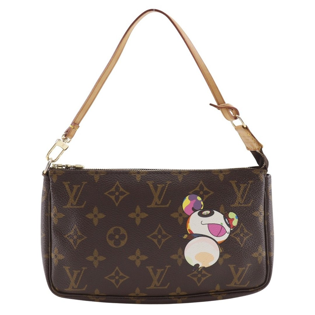【日本直送】LOUIS VUITTON Pochette Accessoires 小手拿包 Panda 村上隆联名 配件收纳包 M51981 棕色 VI1004【二手】 - 化妆包/杂物包 - 人造皮革 咖啡色