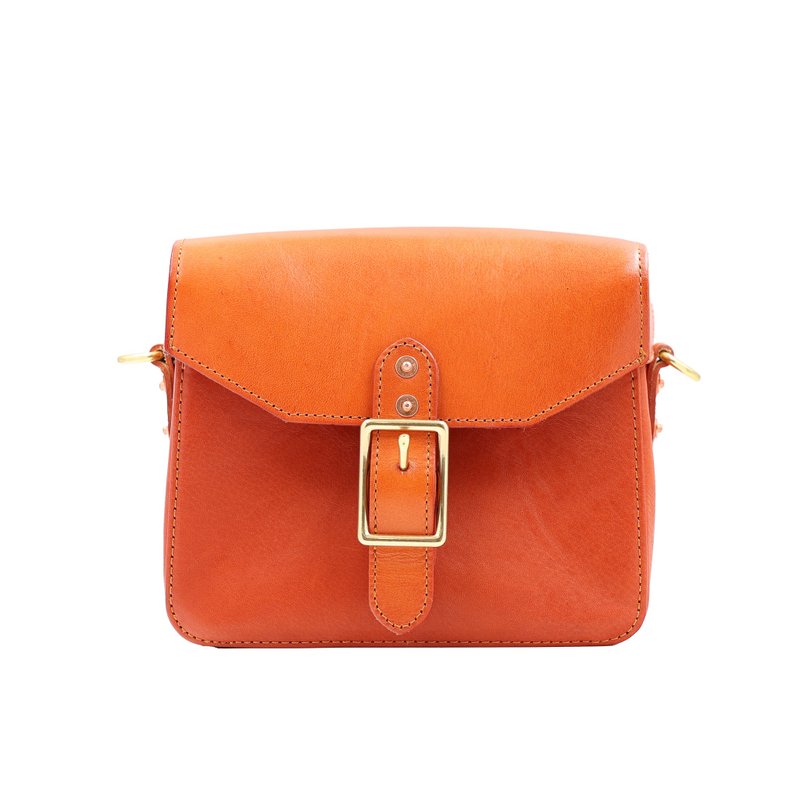 手工植鞣皮革-斜背立体小方包 Crossbody Mini Cube Bag - 侧背包/斜挎包 - 真皮 