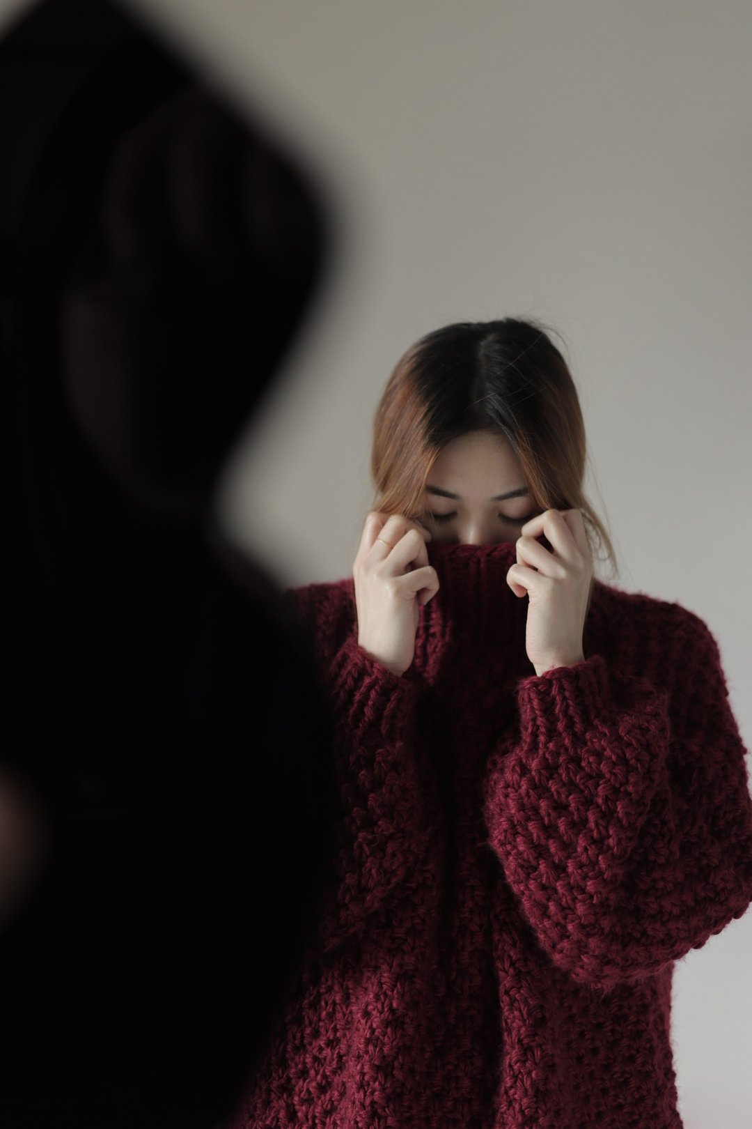 枣红 冰岛羊驼绒 手工编织套头毛衣 红色毛衣 - 女装针织衫/毛衣 - 羊毛 