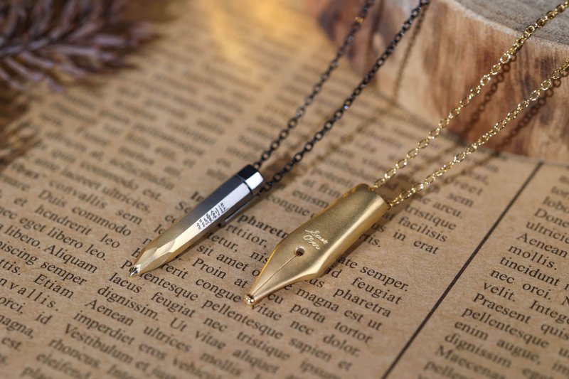 独家设计 | 圣诞节礼物 笔系列 925纯银项链 - 项链 - 银 银色