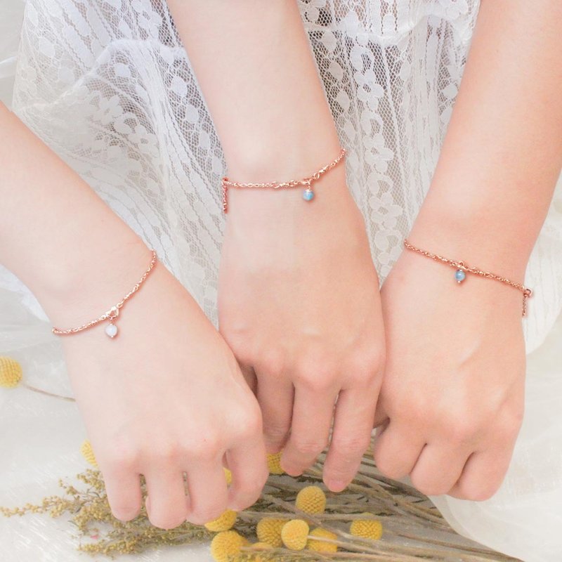 2入组姐妹团礼物*玫瑰海蓝宝The One*定制化刻字*闺蜜手链 - 手链/手环 - 宝石 蓝色