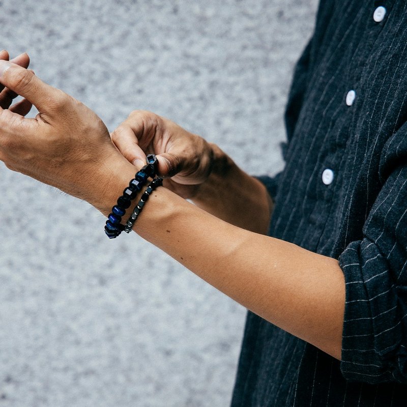 【Nouvelle】R.A.M. | 青金石。黑玛瑙手链 - 手链/手环 - 水晶 