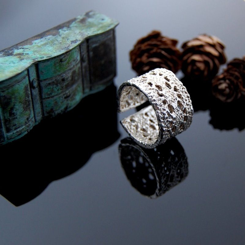 蕾丝漫步银戒-编号7(原色活围) - 戒指 - 纯银 