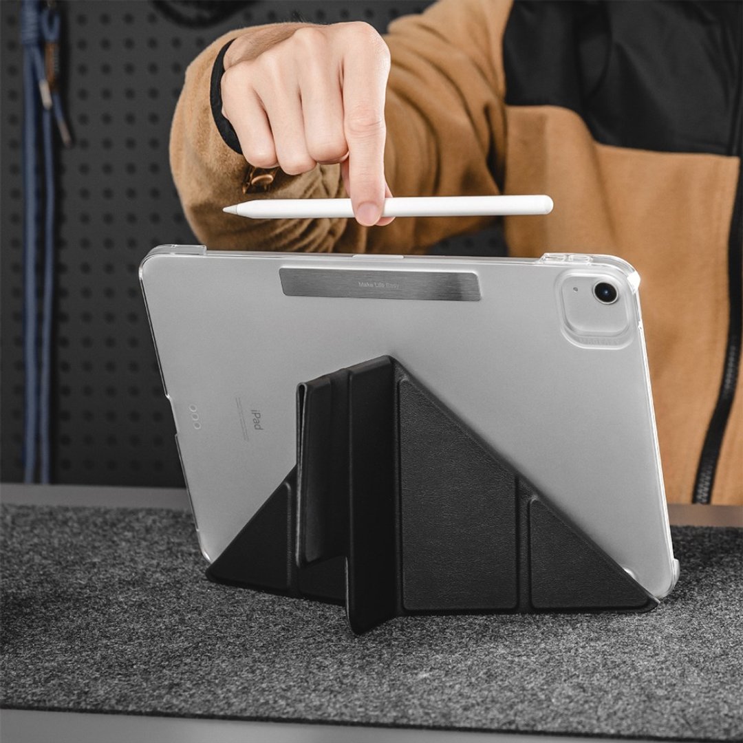 【适配 2026 最新】iPad Pro/Air Facet 全方位支架透明背盖保护套 - 平板/电脑保护壳 - 人造皮革 