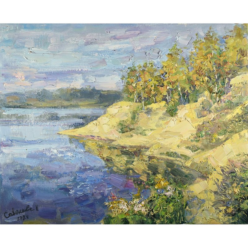 秋季绘画沙滩艺术品桦木印象派艺术自然墙艺术 - 插画/绘画/写字 - 其他材质 