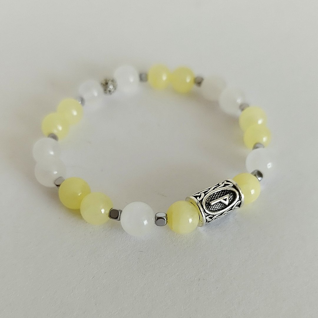 手链 玉髓 缟玛瑙。女性符文护身符饰品 - 手链/手环 - 半宝石 多色