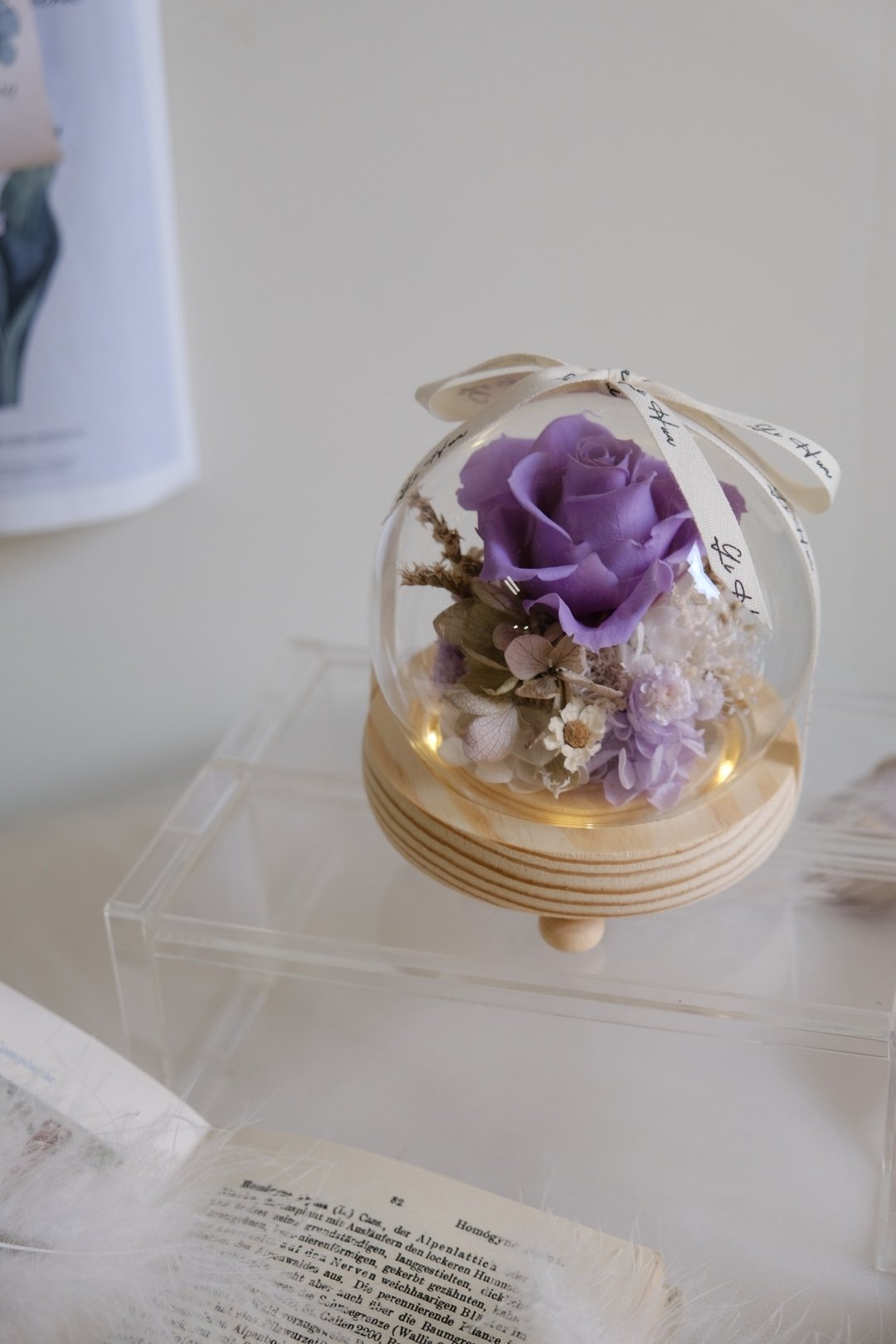 (灯款) 葡萄紫-永生花玻璃花球 - 干燥花/捧花 - 植物．花 紫色