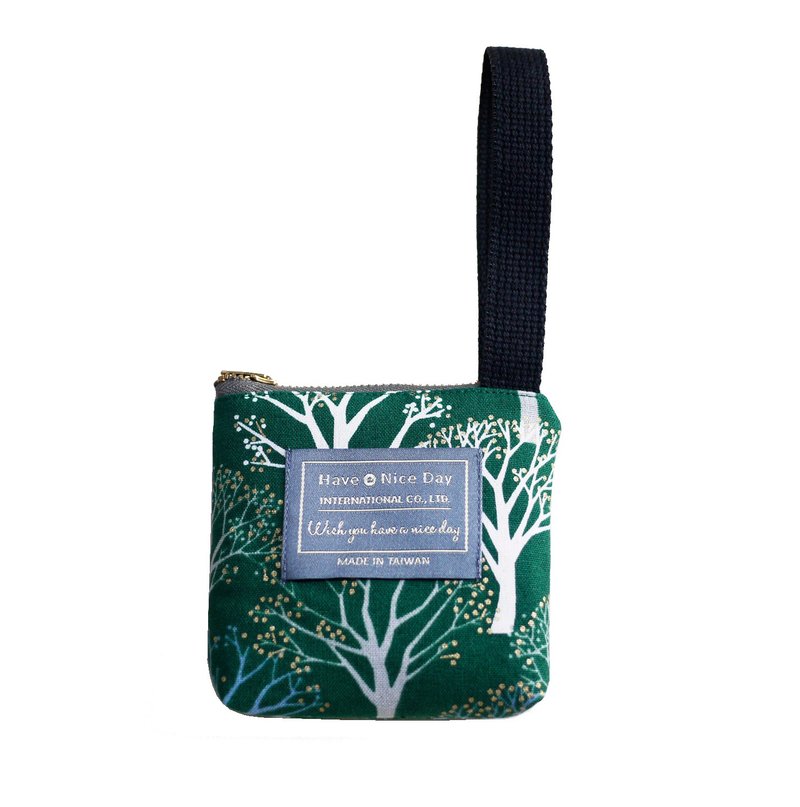 Have A Nice Day【随心带走】 提把钥匙零钱包-绿丛星空夜雨 - 零钱包 - 棉．麻 绿色