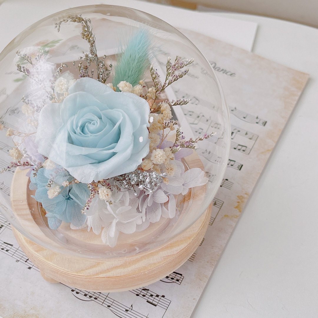 永生玫瑰花球 永生花玻璃罩 永生花玻璃球 永生花 永生花球 干燥 - 干燥花/捧花 - 植物．花 多色
