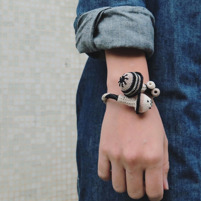 蘑菇手镯 - 手链/手环 - 棉．麻 黑色