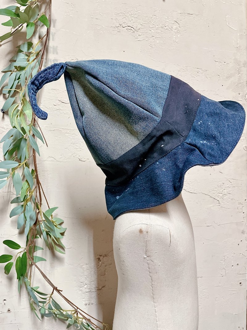 手工制作牛仔拼接泼漆牛仔帽大童款 - 帽子 - 棉．麻 