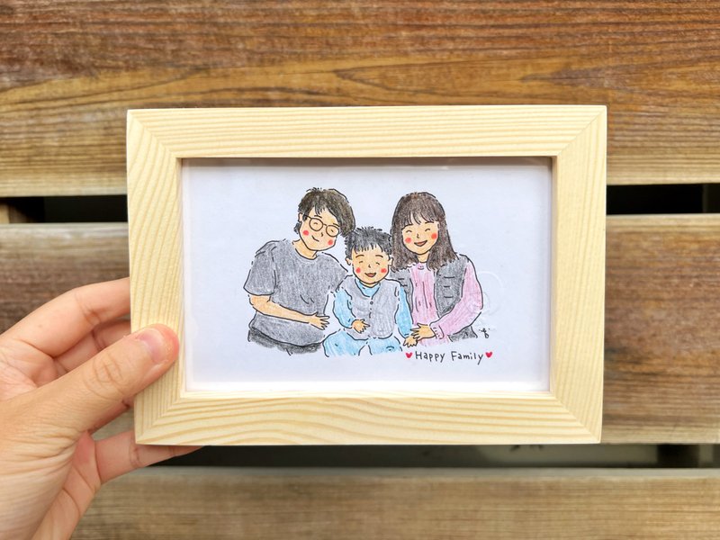 色铅笔似颜绘 / 3人 / 定制人像画 - 订制画像 - 纸 多色