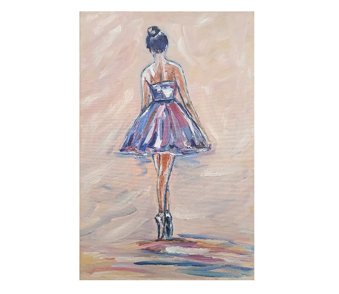 女孩 绘画 Ballet Impasto Ballerina Canvas Woman Dress Origin - 海报/装饰画/版画 - 棉 粉红色