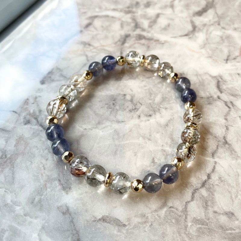 黑金超七 堇青石 设计手链 手珠 - 手链/手环 - 水晶 蓝色