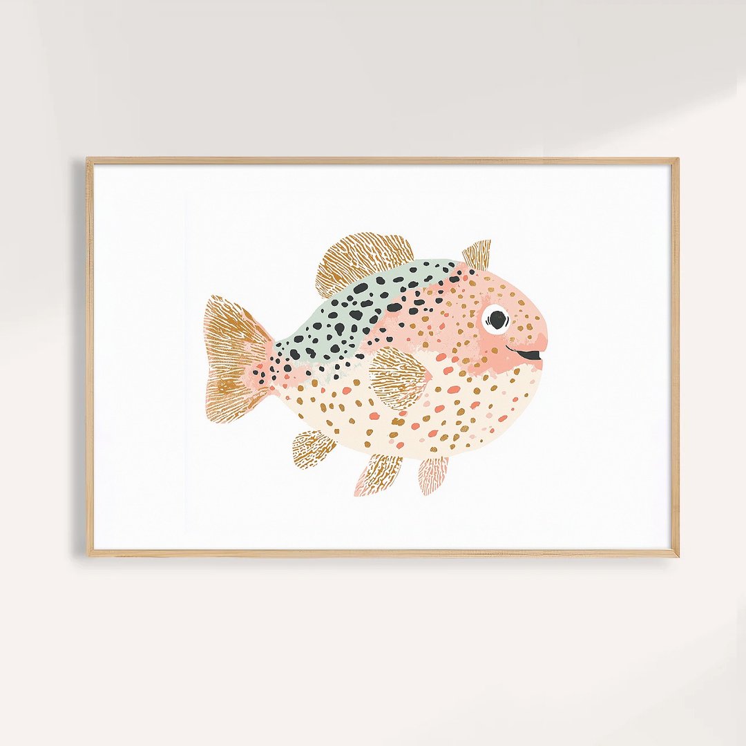 斑点胖鱼 Dotted Puffer / 童话系列插画挂画 / 艺术无框输出 - 海报/装饰画/版画 - 纸 