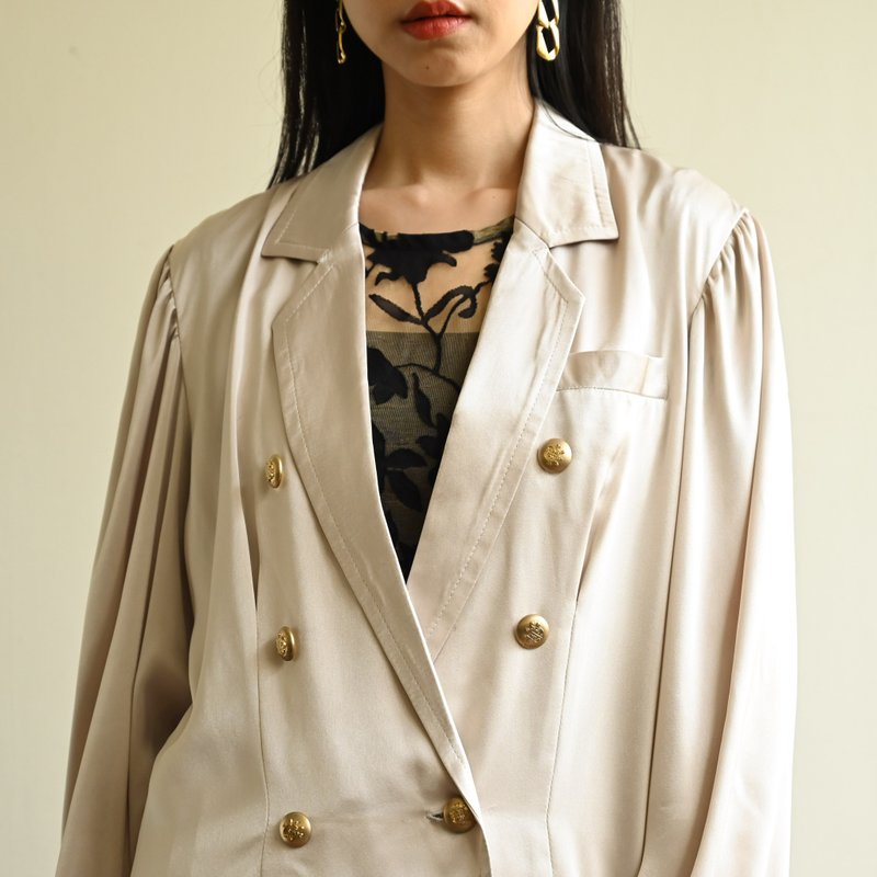 【NaSuBi Vintage】光缎面料两件式裙式古着套装 - 洋装/连衣裙 - 其他人造纤维 