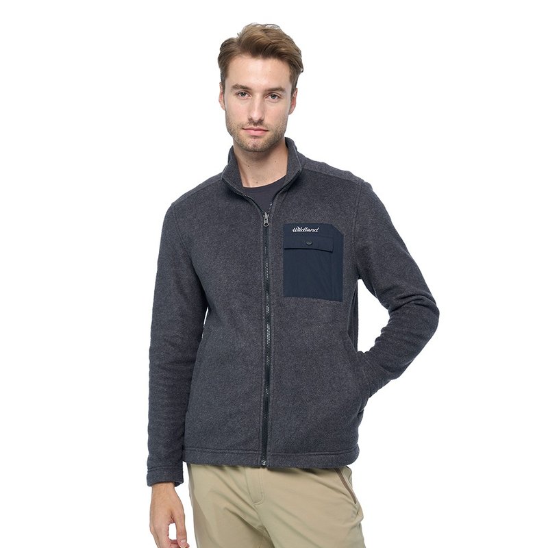 【Wildland 荒野】弹性双色刷毛保暖外套 男 石墨灰 0B02928-152 - 男装外套 - 其他材质 灰色