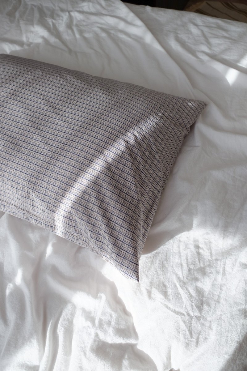 Pattern pillow case (Blue Tartan) - 寝具 - 棉 