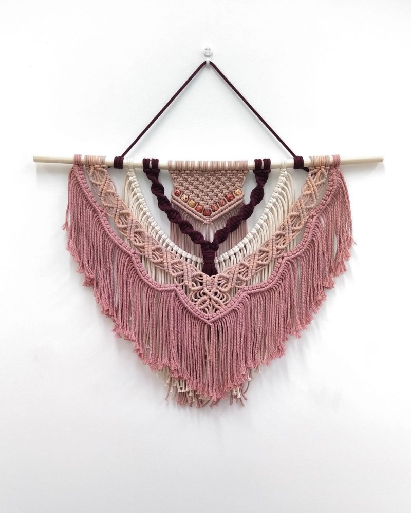 Macrame Wall Hanging手工编织波希米亚风挂饰装饰壁挂【Misha】 - 墙贴/壁贴 - 棉．麻 粉红色