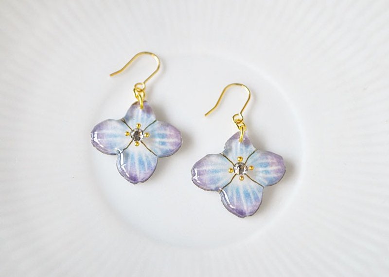 042 AJISAI EARRING (Pierce OK) - 耳环/耳夹 - 塑料 蓝色