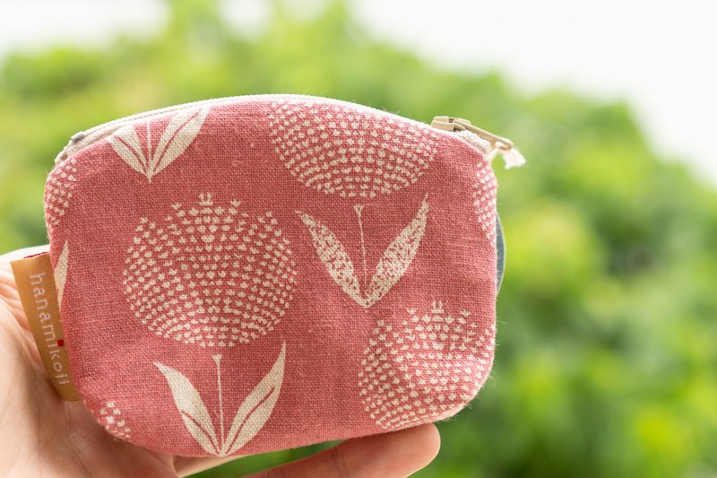 完售 | 小花语.嫩粉色零钱包.日本花布制作.可爱小物 - 零钱包 - 棉．麻 粉红色