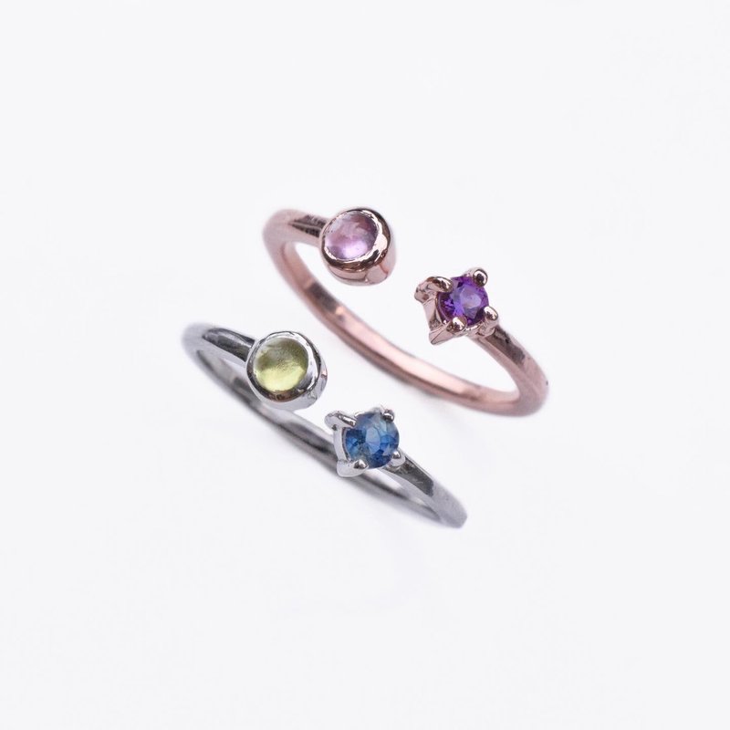 Amethyst / Blue topaz / Peridot ring, minim twin model, code R346 #minimtwin - 戒指 - 纯银 