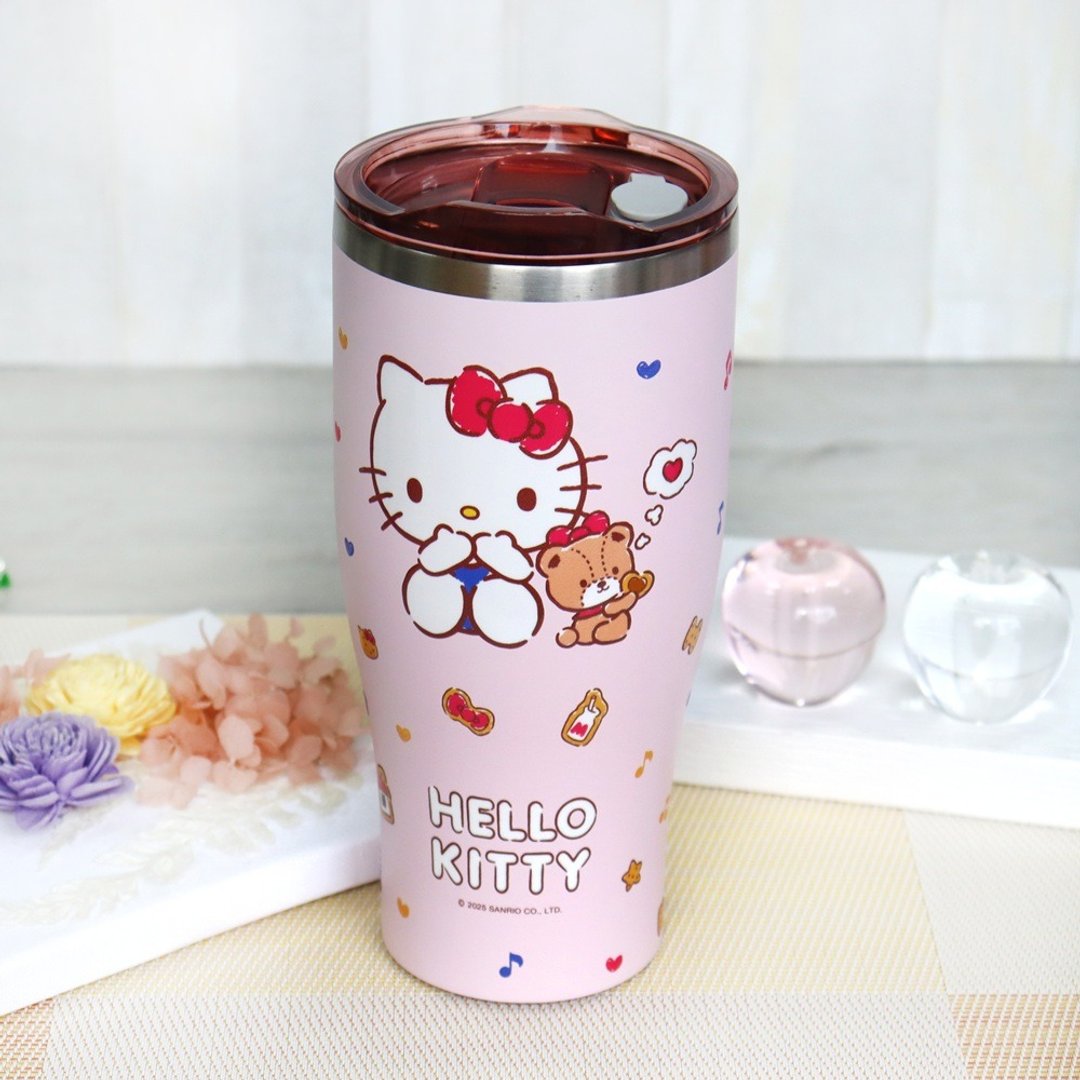 【Sanrio 三丽鸥】不锈钢真空酷乐杯 900ml-HELLO KITTY-饼干款 - 保温瓶/保温杯 - 不锈钢 多色