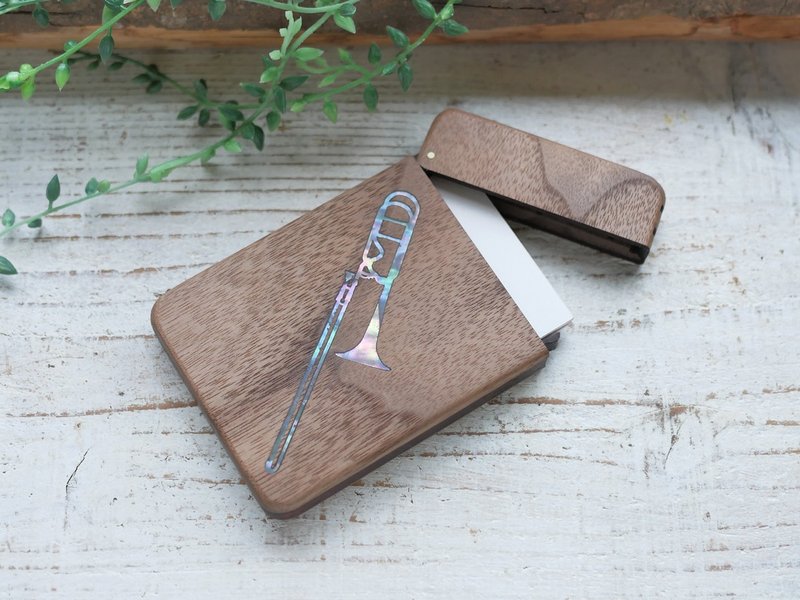 Wooden IC card holder/trombone/walnut - 名片夹/名片盒 - 木头 咖啡色