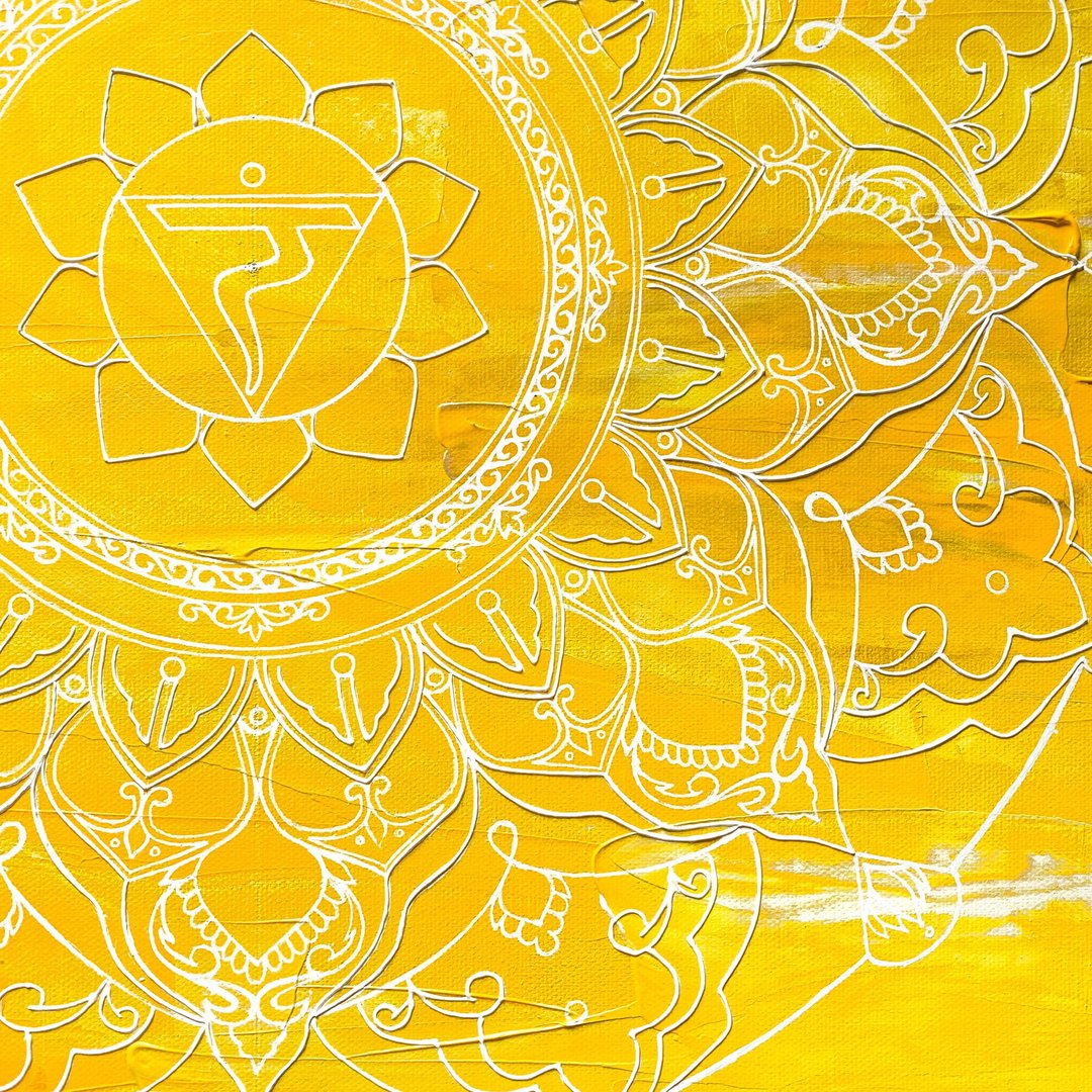 Mandala Manipura chakra Spiritual home decor Sacred geometry hindu painting - 墙贴/壁贴 - 压克力 黄色
