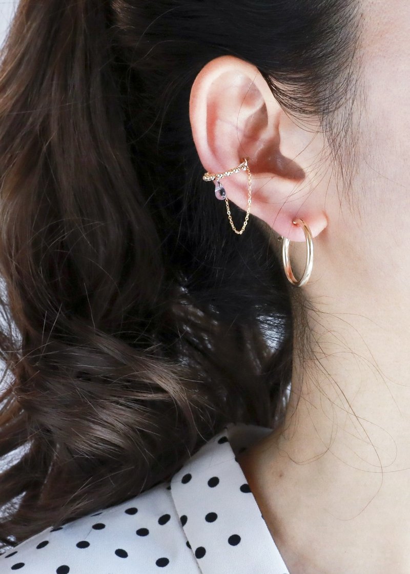 14kgf ear cuff mattina amethyst - 耳环/耳夹 - 半宝石 紫色