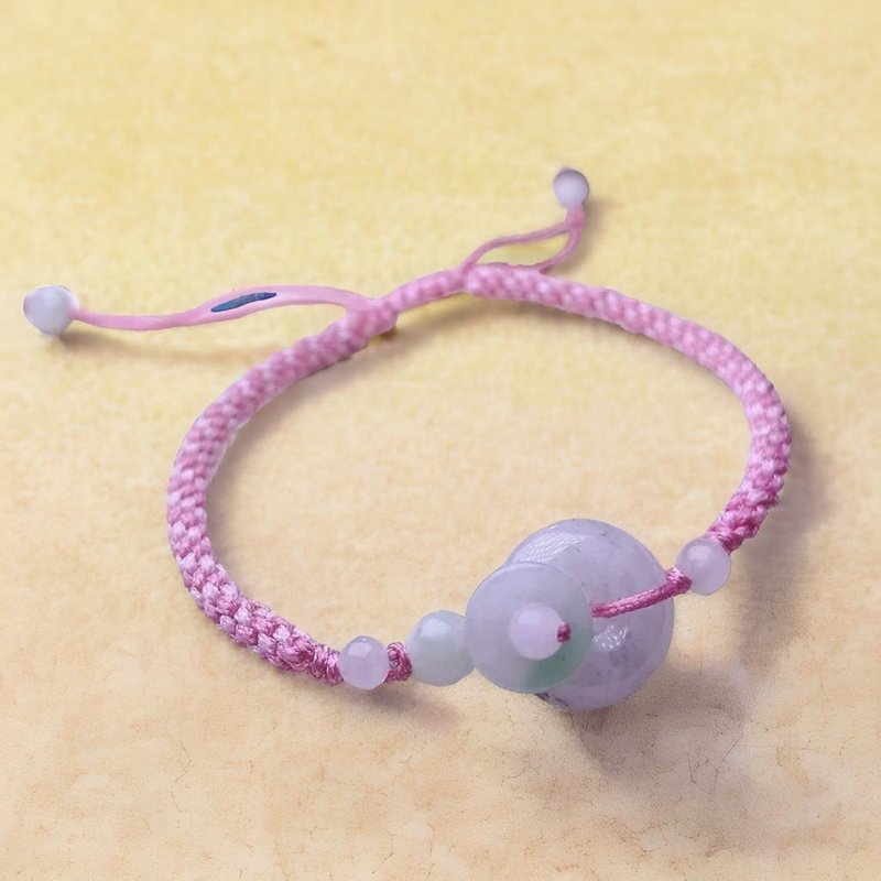 【愿·平安】冰种翡翠平安扣编织手链 | 天然缅甸玉翡翠A货 |送礼 - 手链/手环 - 玉石 透明