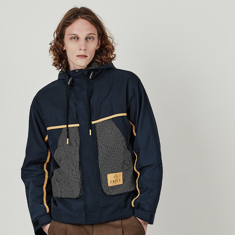 拼布口袋外套 - 男装外套 - 聚酯纤维 蓝色