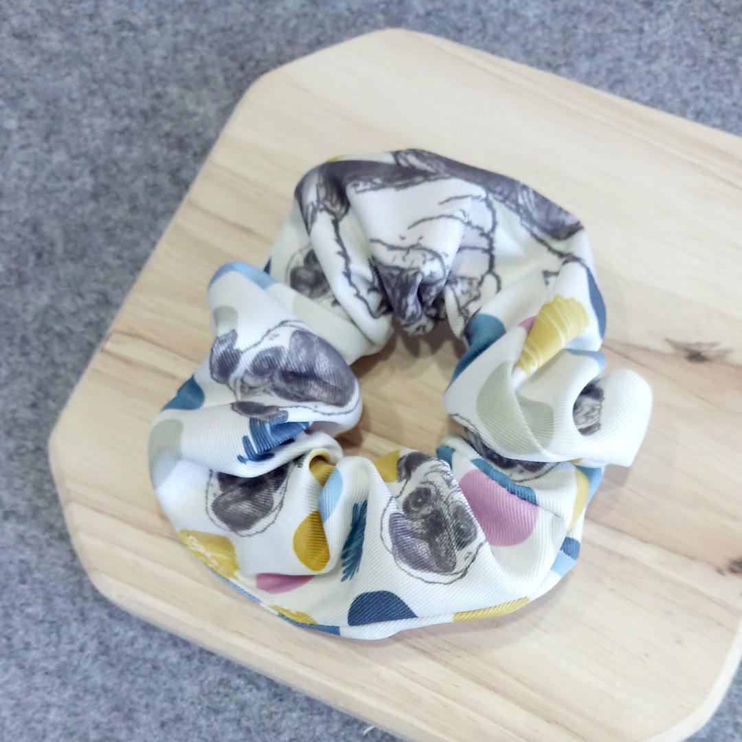 黄底点点-大肠发圈_巴哥_马尾发带 - 发饰 - 聚酯纤维 