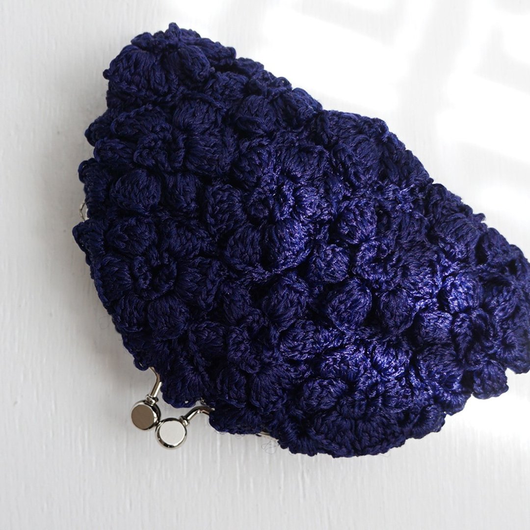 Ba-ba handmade Poppy puff knitting pouch  No.C1466 - 化妆包/杂物包 - 其他材质 蓝色