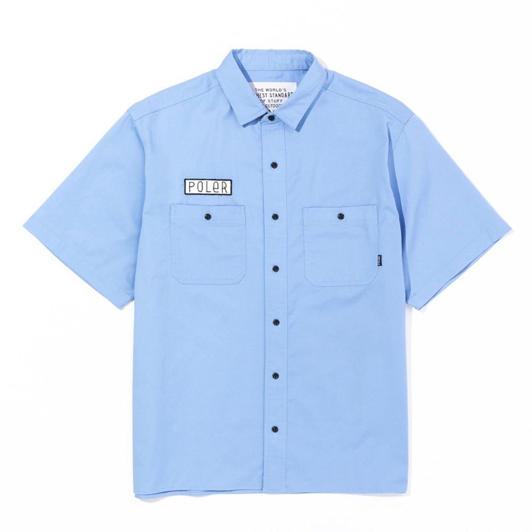 日本限定 POLER RELAX WORK SHIRT 休闲工装衬衫 短袖衬衫 钢蓝色 - 男装衬衫 - 其他材质 蓝色